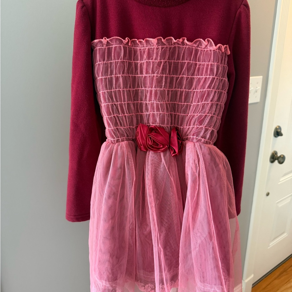 Elegant Pink and Red Kids Dress